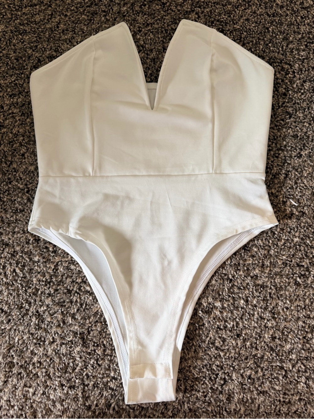 Women’s White Bodysuit - Classic V-Notch Design